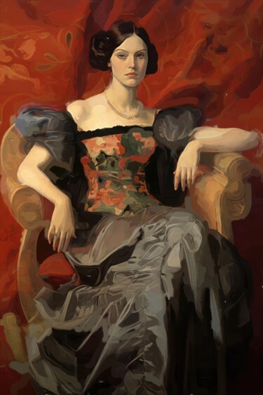 Artes digitais intitulada "Olga in an Armchair…" por Gerry Martinez, Obras de arte originais, Pintura digital