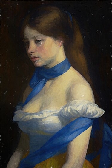 Arts numériques intitulée "Young Woman with a…" par Gerry Martinez, Œuvre d'art originale, Peinture numérique