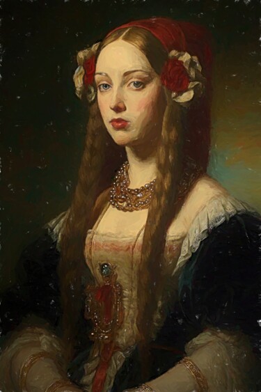 Arte digital titulada "Anne Boleyn : Paint…" por Gerry Martinez, Obra de arte original, Pintura Digital