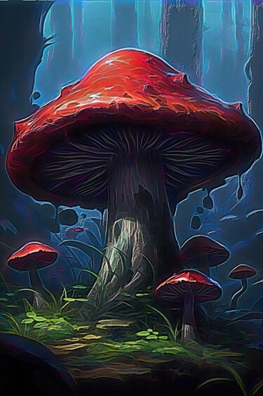 Grafika cyfrowa / sztuka generowana cyfrowo zatytułowany „Mushroom Painting 1” autorstwa Gerry Martinez, Oryginalna praca, M…