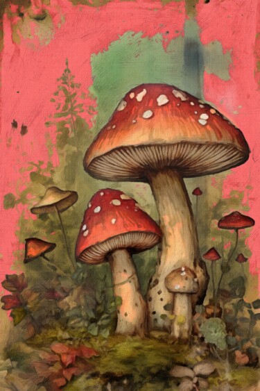 Digitale Kunst mit dem Titel "Mushroom Painting 2" von Gerry Martinez, Original-Kunstwerk, Digitale Malerei