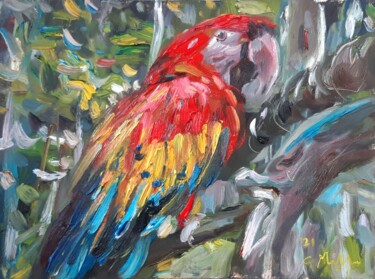 Pintura titulada "Papagei" por Gerry Miller, Obra de arte original, Oleo