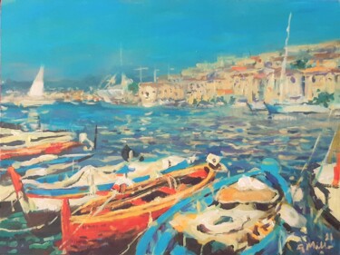 Pittura intitolato "Azure. Acrylic Land…" da Gerry Miller, Opera d'arte originale, Acrilico