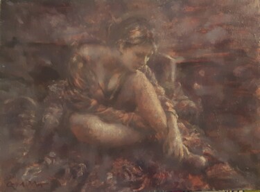 Pittura intitolato "Contemplative-Oil P…" da Gerry Miller, Opera d'arte originale, Olio