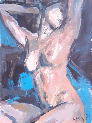 Painting titled "Akt/Nude. Acrylic p…" by Gerry Miller, Original Artwork, Acrylic