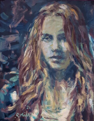 Painting titled "Samantha, oil paint…" by Gerry Miller, Original Artwork, Oil