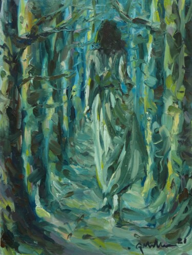 Painting titled "walk in the woods" by Gerry Miller, Original Artwork, Oil