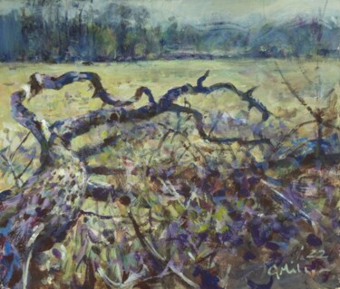 Painting titled "Fallen Tree" by Gerry Miller, Original Artwork, Acrylic
