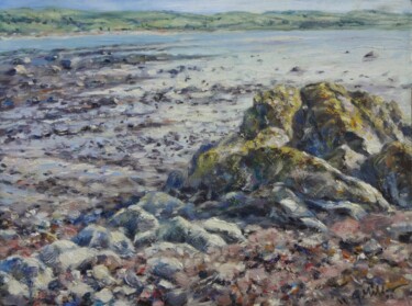 Painting titled "Bute Rocks" by Gerry Miller, Original Artwork, Oil Mounted on Other rigid panel