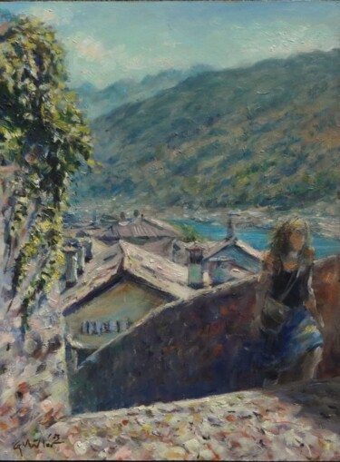 Pintura intitulada "Rooftops" por Gerry Miller, Obras de arte originais, Óleo