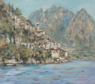 Painting titled "Lake Lugano" by Gerry Miller, Original Artwork, Oil