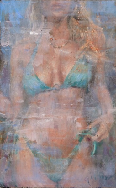 Ζωγραφική με τίτλο "Turquoise" από Gerry Miller, Αυθεντικά έργα τέχνης, Λάδι