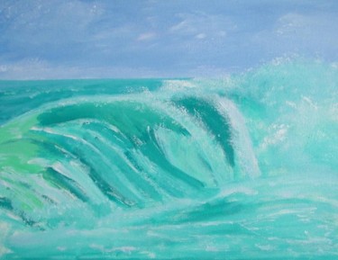 Painting titled "Crete Surf" by Gerry Taylor, Original Artwork, Oil
