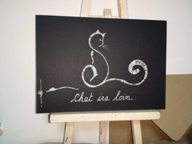 Painting titled "CHAT IRA LOIN...." by Gervaise Accart Sanier (GAS), Original Artwork, Marker