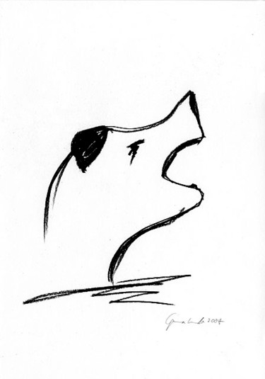 Malerei mit dem Titel "Hund jault" von Gesa Emde, Original-Kunstwerk