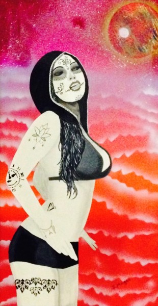 Pintura titulada "Tatuaje catrina" por Juan Magan, Obra de arte original, Acrílico