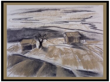 Tekening getiteld ""Un lieu de solitud…" door Gevorg Koninyan, Origineel Kunstwerk, Houtskool