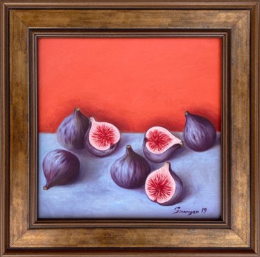 Painting titled "Still life-figs (25…" by Gevorg Sinanyan, Original Artwork, Oil Mounted on Wood Stretcher frame