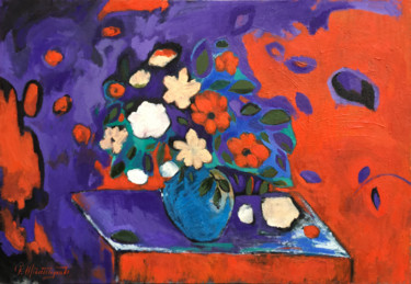 Painting titled "Red poppies-2 (50x7…" by Gevorg Sinanyan, Original Artwork, Oil Mounted on Wood Stretcher frame