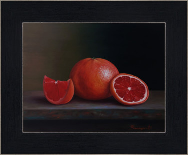 Painting titled "Grapefruit (41x34cm…" by Gevorg Sinanyan, Original Artwork, Oil Mounted on Wood Stretcher frame