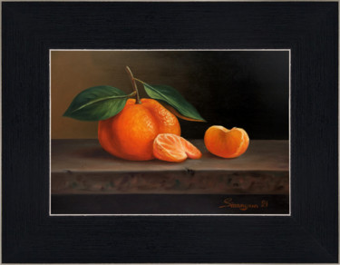 Malarstwo zatytułowany „Mandarins (27x34cm,…” autorstwa Gevorg Sinanyan, Oryginalna praca, Olej Zamontowany na Drewniana ram…
