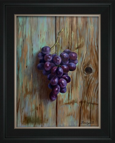 Картина под названием "Grape oil painting…" - Gevorg Sinanyan, Подлинное произведение искусства, Масло Установлен на Деревян…