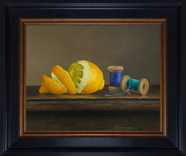 Malarstwo zatytułowany „Still life with lem…” autorstwa Gevorg Sinanyan, Oryginalna praca, Olej Zamontowany na Drewniana ram…