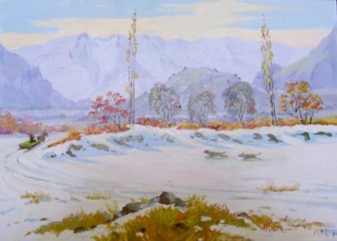 Painting titled "Winter in Getap" by Gevorg Avagyan, Original Artwork