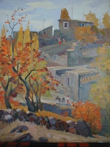 Painting titled "Village Malishka" by Gevorg Avagyan, Original Artwork