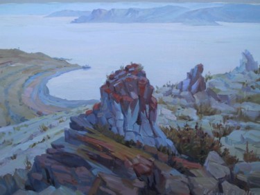 Painting titled "Sevan's rock" by Gevorg Avagyan, Original Artwork