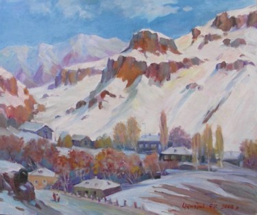 Painting titled "Village Shatin" by Gevorg Avagyan, Original Artwork