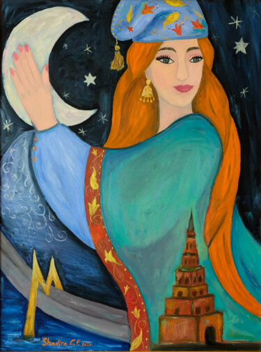 Pittura intitolato ""Казанская красавиц…" da Gf Shakira, Opera d'arte originale, Olio