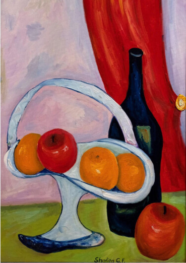 Pintura intitulada "Апельсины и яблоки" por Gf Shakira, Obras de arte originais, Óleo