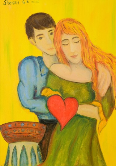 Painting titled "Love love" by Gf Shakira, Original Artwork, Oil