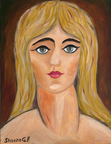 Pintura intitulada "she" por Gf Shakira, Obras de arte originais, Óleo