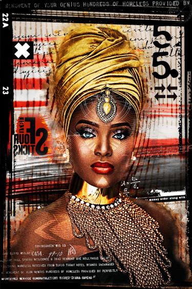 QUEEN 33-02 Digitale Künste mit dem Titel "QUEEN 33-02" von Guillaume Fourcaut, Original-Kunstwerk, Digitale Malerei