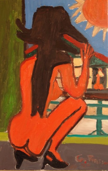 Painting titled "Nue au soleil" by Gilbert Froissard, Original Artwork