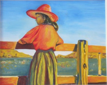 Peinture intitulée "La femme au chapeau…" par Gilles Galboud, Œuvre d'art originale