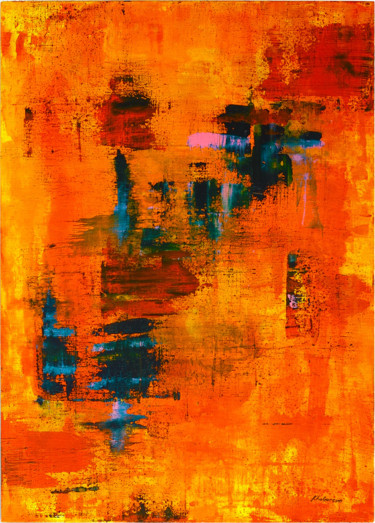 Painting titled ""A dance in an oran…" by Galina Khabarova, Original Artwork, Acrylic