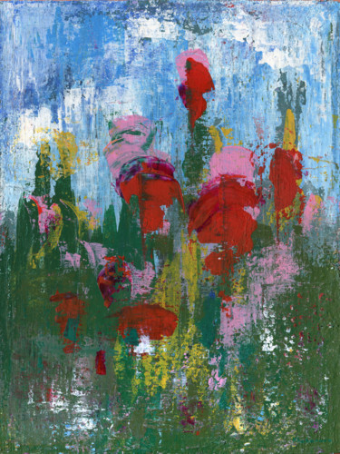 Peinture intitulée ""Spring meadow"" par Galina Khabarova, Œuvre d'art originale, Acrylique