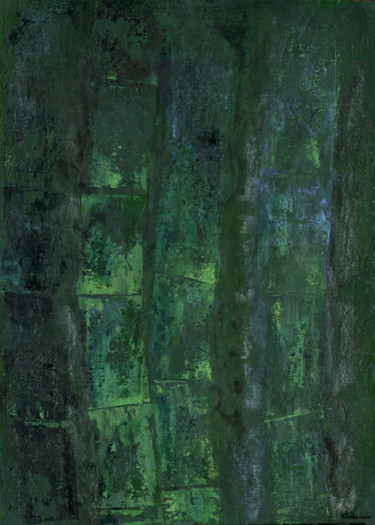 Painting titled "Bamboo Forest" by Galina Khabarova, Original Artwork, Acrylic Mounted on Wood Stretcher frame
