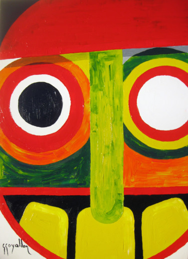 Peinture intitulée "visage au nez vert" par Guillaume Goyallon, Œuvre d'art originale, Acrylique