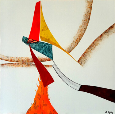 Painting titled "Un fragile équilibre" by Gérard Gelin, Original Artwork, Acrylic