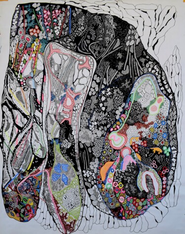 Pittura intitolato "Inspiration Organiq…" da Ghada Chamma, Opera d'arte originale, Acrilico Montato su Telaio per barella in…