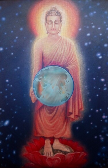 Pintura titulada "Buddha for Peace" por Ghanshyam Gupta, Obra de arte original, Acrílico