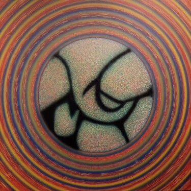 Картина под названием "Circular Ganesha" - Ghanshyam Gupta, Подлинное произведение искусства, Акрил