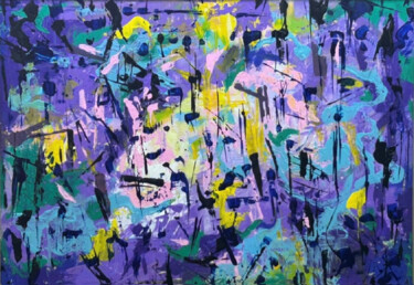 Peinture intitulée "Purple Pondering" par Ghazala Nizami, Œuvre d'art originale, Acrylique