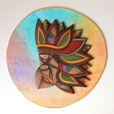 Sculpture intitulée "Amerindian, Native…" par The King Arter, Œuvre d'art originale, Plastique Monté sur Châssis en bois
