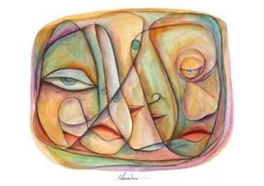 Painting titled "simple complicated-1" by The King Arter, Original Artwork, Watercolor