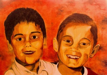 Peinture intitulée "Les Jumeaux" par Ghislaine Driutti, Œuvre d'art originale, 